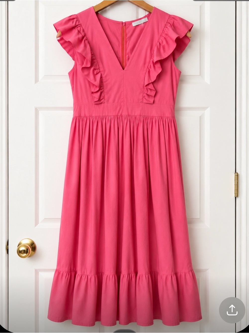 Karlie Rose Pink Ruffle V-Neck Midi Dress